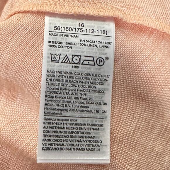 BANANA REPUBLIC Kenza Linen Mini Dress Peach Orange Pink Sz 16 $160 {LL52} - Picture 7 of 8